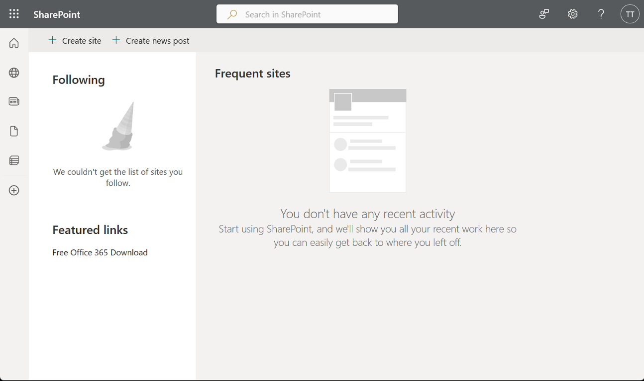 SharePoint online Landing page.