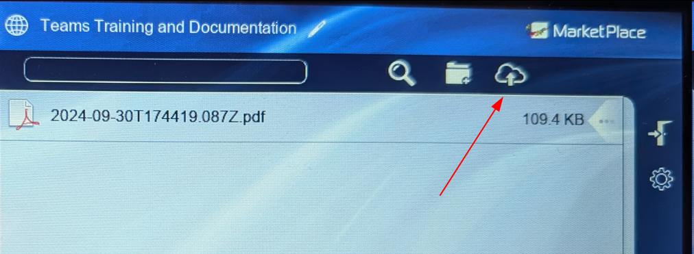 An arrow pointing to the upload button for the SharePoint connector.