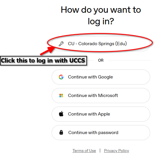 Click this to log in with UCCS